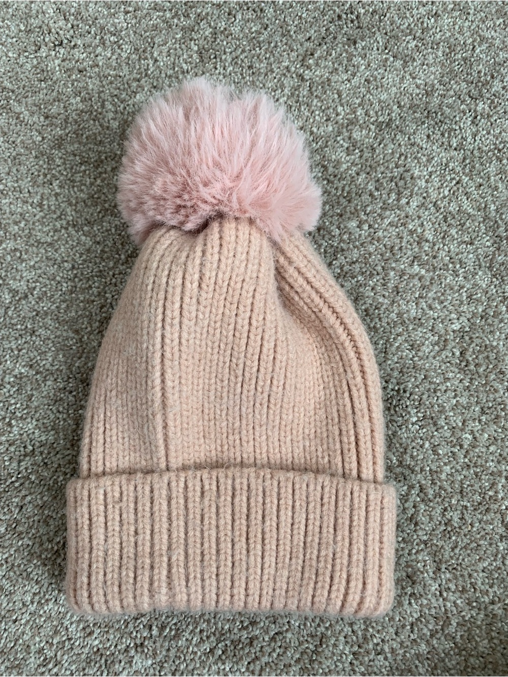Norla Canada Knit Beanie Toque Ribbed Alpaca Wool Fur Pom Ball Rose Pink Mauve